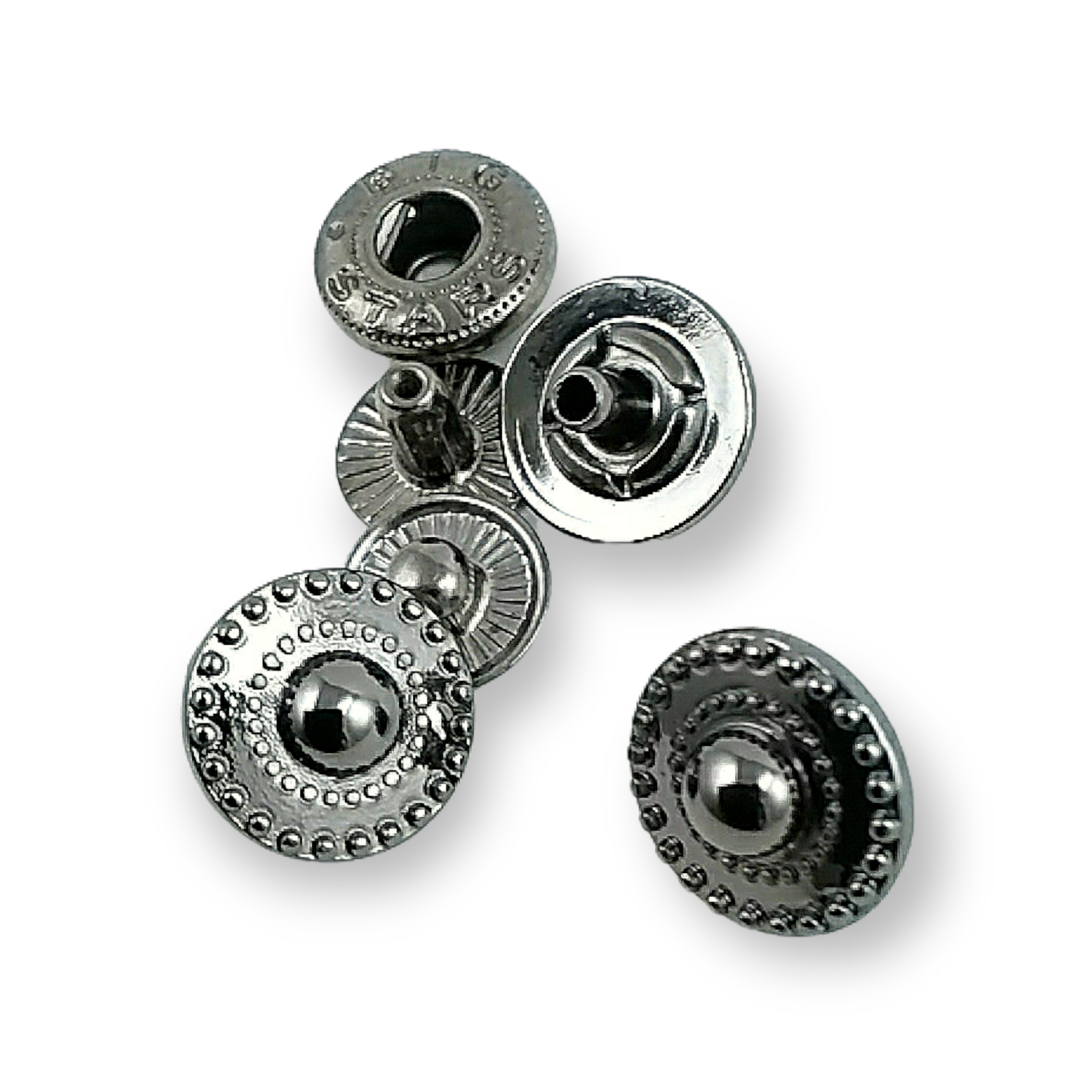 Desenli Zamak Çıtçıt düğme 12 mm - 18 boy E 768