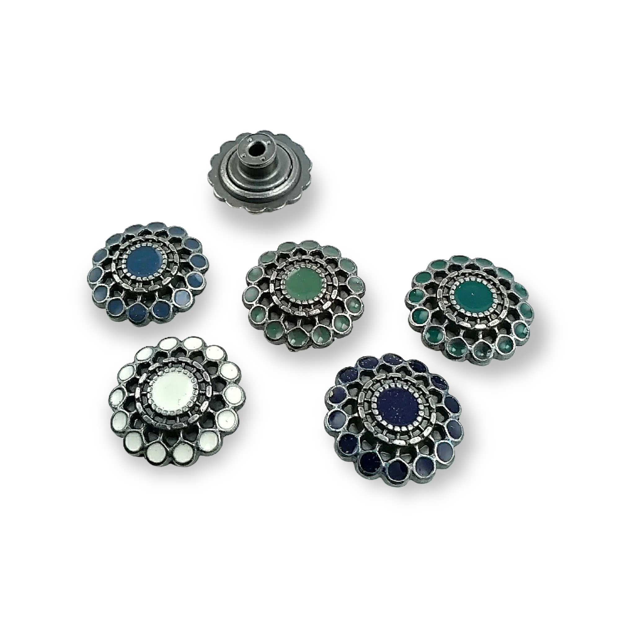 Denim Button Enamel Decorative Flower Pattern 20 mm 32 L E 1032 Denim Button Enamel Decorative Flower Pattern 20 mm 32 L E 1032