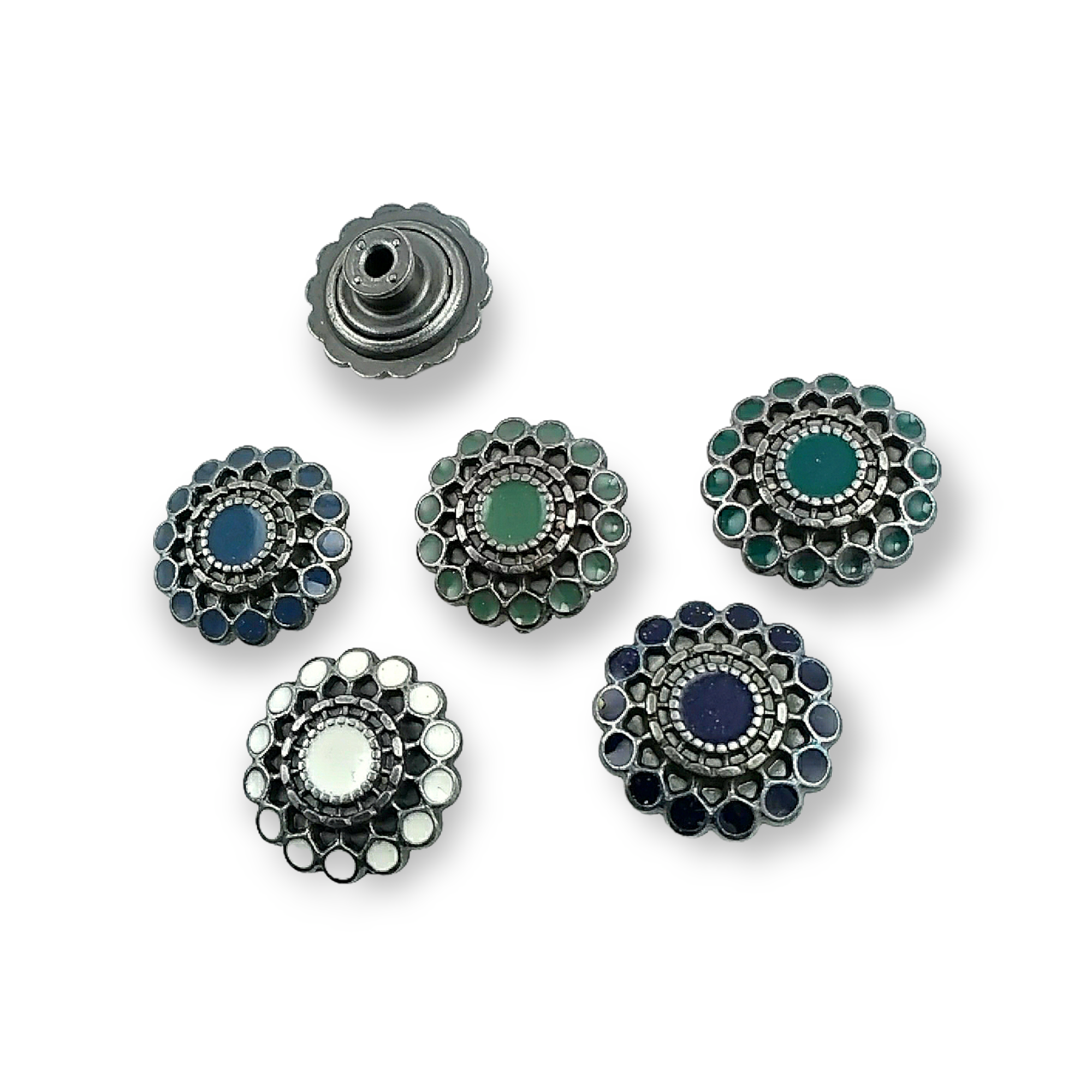 Denim Button Enamel Decorative Flower Pattern 20 mm 32 L E 1032 Denim Button Enamel Decorative Flower Pattern 20 mm 32 L E 1032