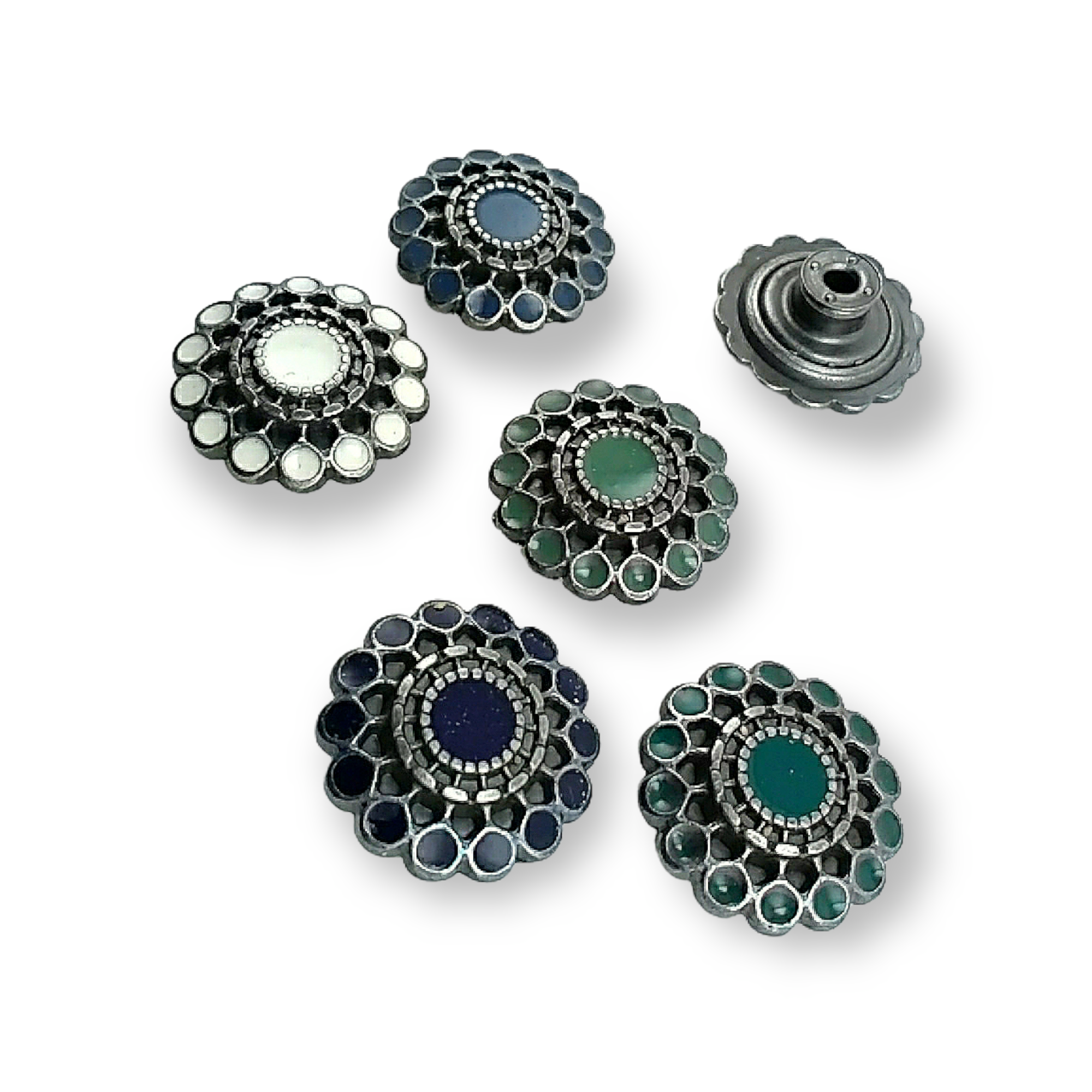 Denim Button Enamel Decorative Flower Pattern 20 mm 32 L E 1032 Denim Button Enamel Decorative Flower Pattern 20 mm 32 L E 1032