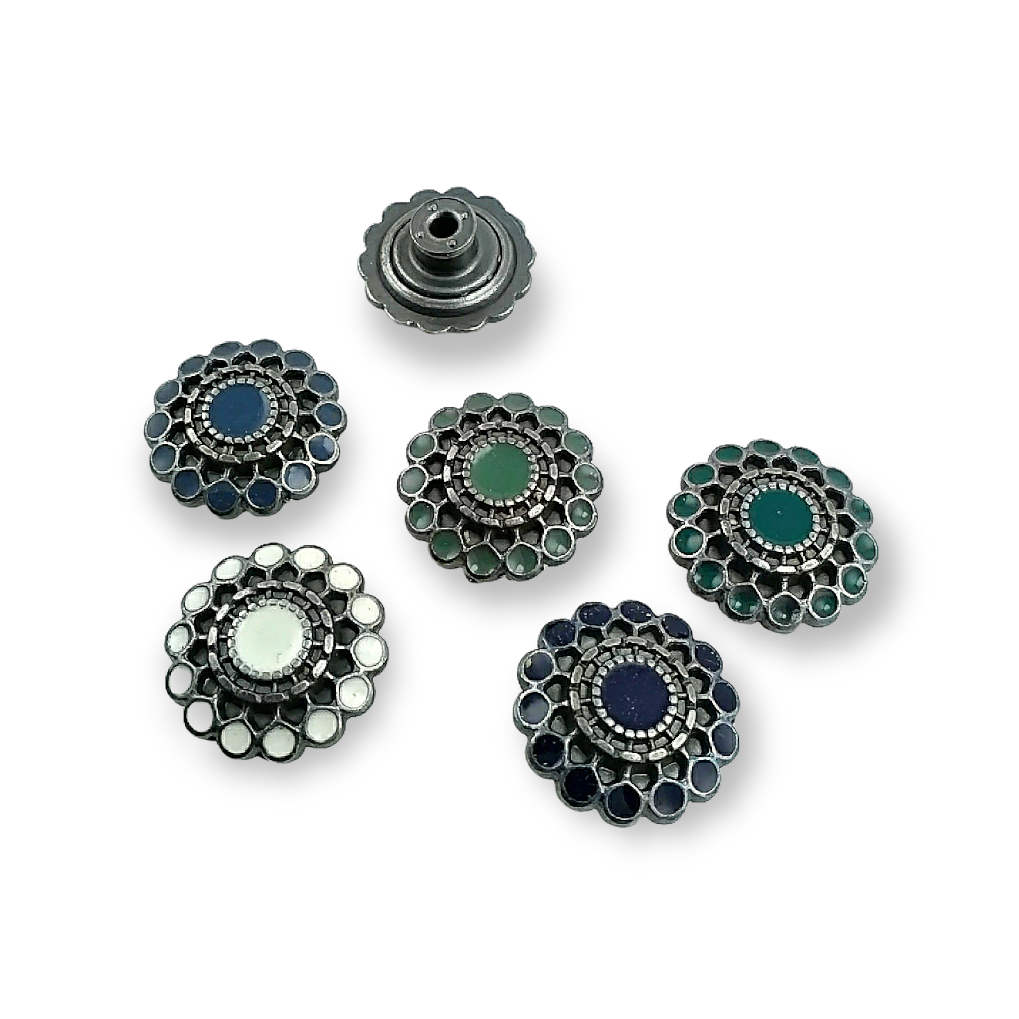 Denim Button Enamel Decorative Flower Pattern 20 mm 32 L E 1032 Denim Button Enamel Decorative Flower Pattern 20 mm 32 L E 1032