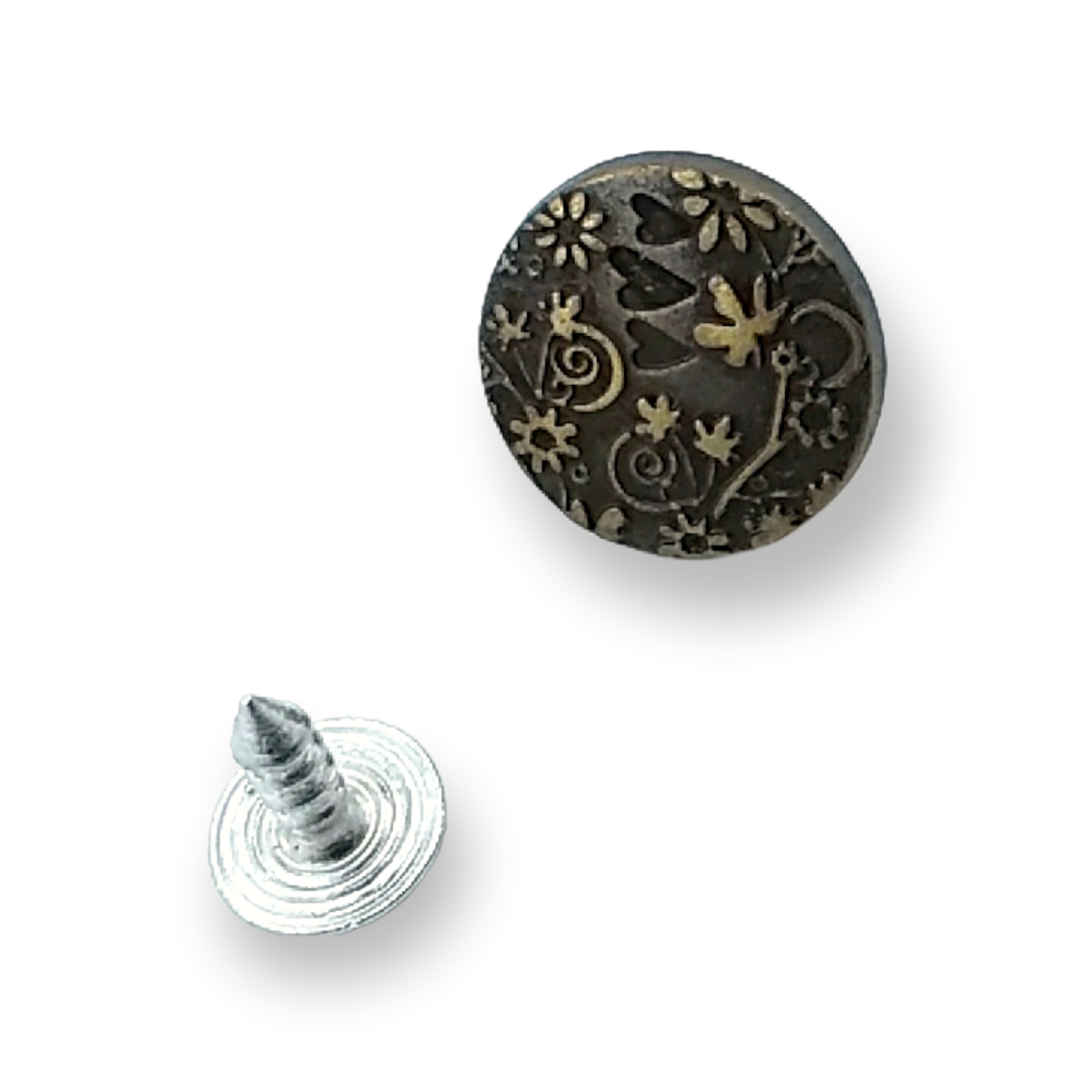 Çiçek ve Kalp Desenli Kot Düğme 15 mm 24 Boy Çiçek ve Kalp Desenli Kot Düğme 15 mm 24 Boy 15 mm