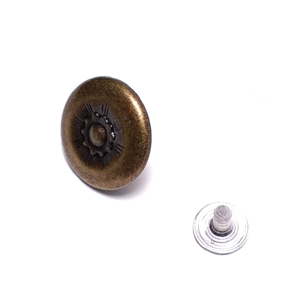 Kot Düğmesi - Zamak - Çiçek Desenli 17 mm  28 Boy 17 mm
