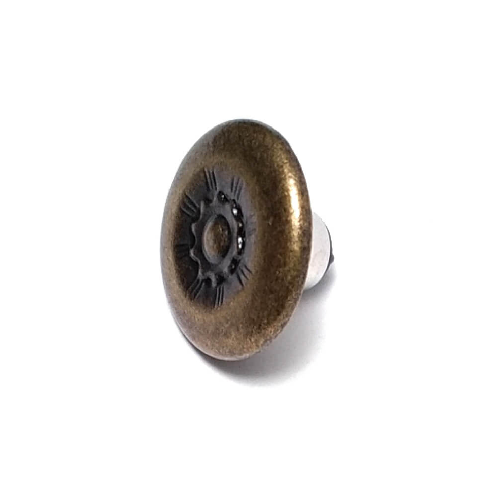Kot Düğmesi - Zamak - Çiçek Desenli 17 mm  28 Boy 17 mm