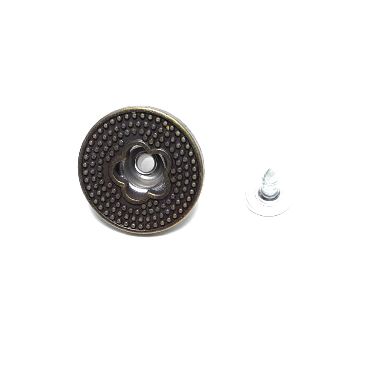 Ortası Çiçek Şekilli Noktalı Kot Düğmesi 20 mm 32 Boy Ortası Çiçek Şekilli Noktalı Kot Düğmesi 20 mm 32 Boy 20 mm