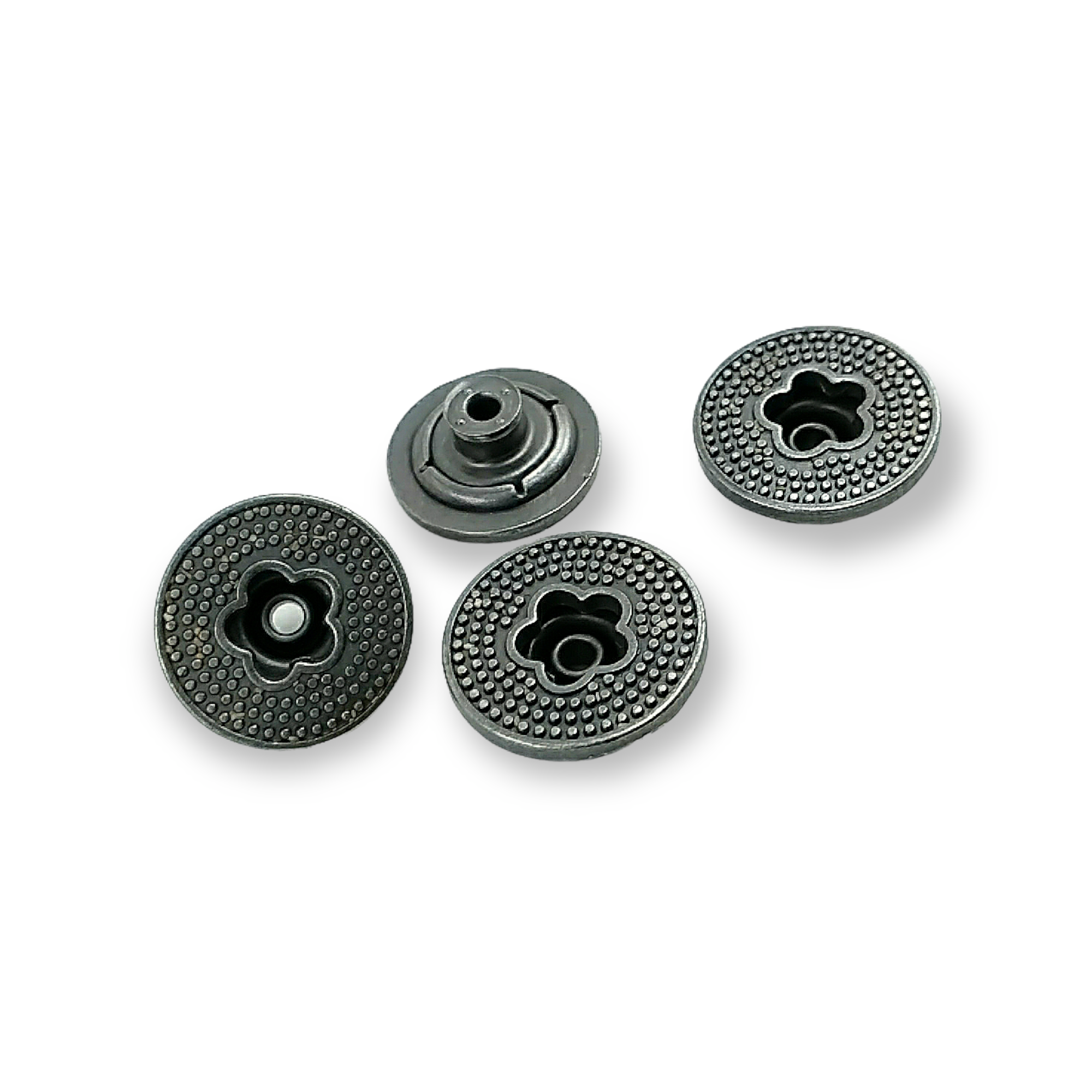 Ortası Çiçek Şekilli Noktalı Kot Düğmesi 20 mm 32 Boy Ortası Çiçek Şekilli Noktalı Kot Düğmesi 20 mm 32 Boy 20 mm