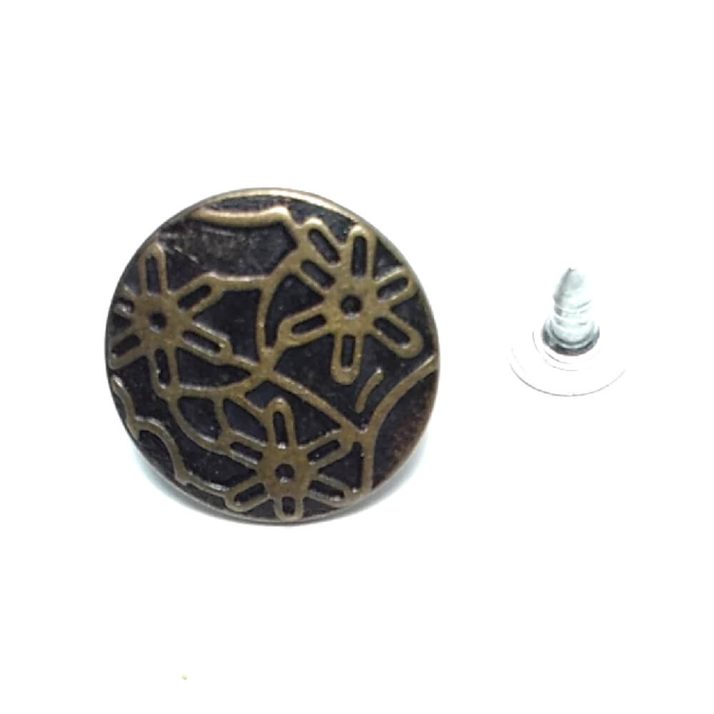 Papatya Desenli Kot Düğmesi 17 mm 28 Boy 17 mm