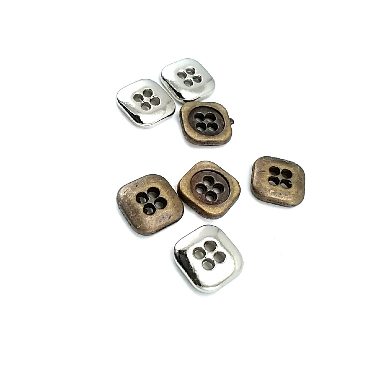 11 x 11 mm - 18 size Square Four-hole metal button post