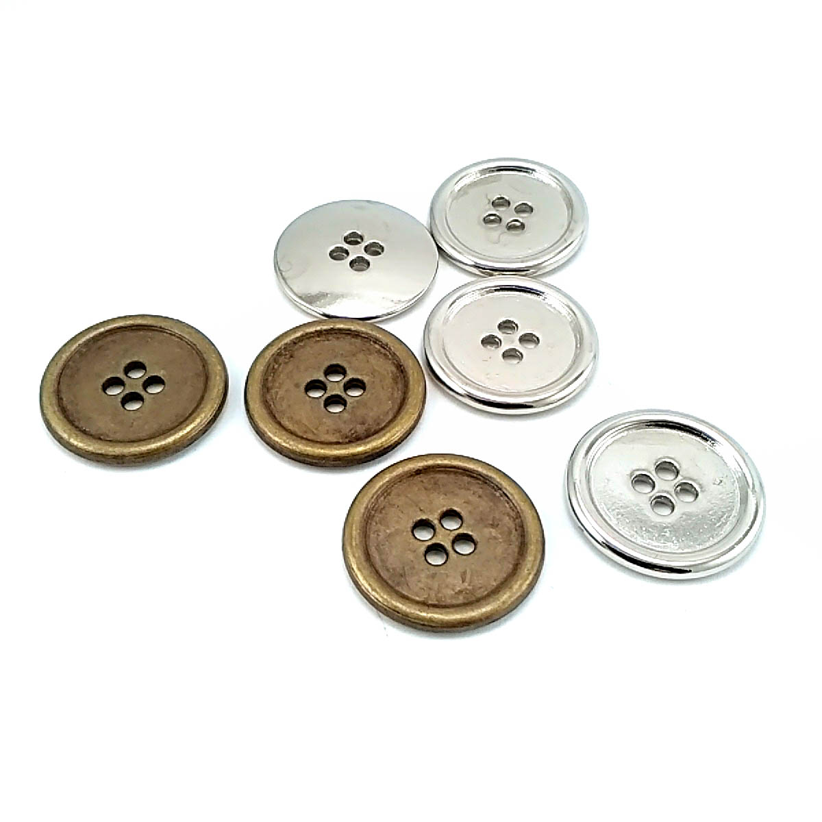 26 mm Dört delikli dikme metal düğme 42 lignes