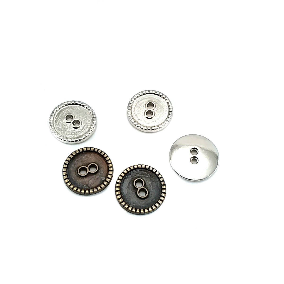 2 Holes Enameled Sewing Button Edge Patterned 15 mm 24 L E 1359