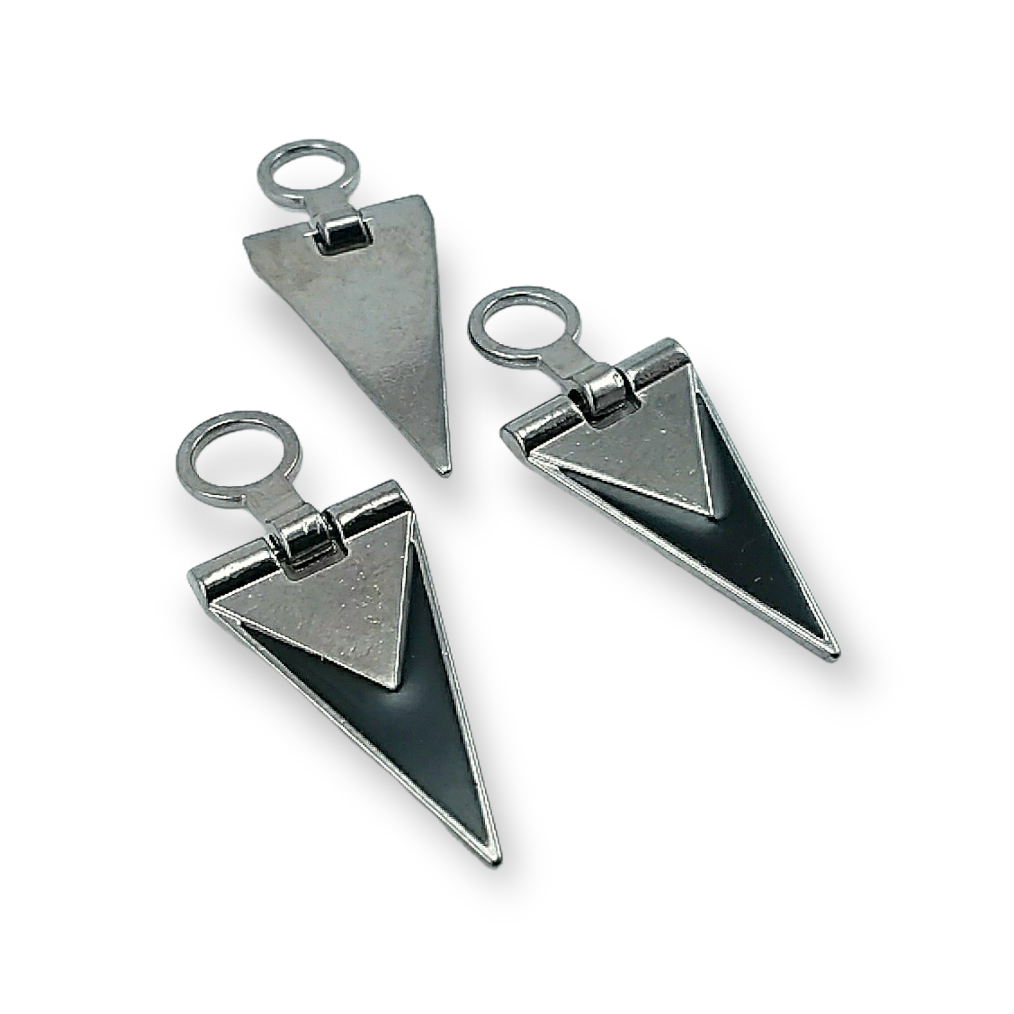 Zipper Pull 4 cm With Black Epoxy Triangle Shape Zipper Pulls for Coats and Jackets E 1787