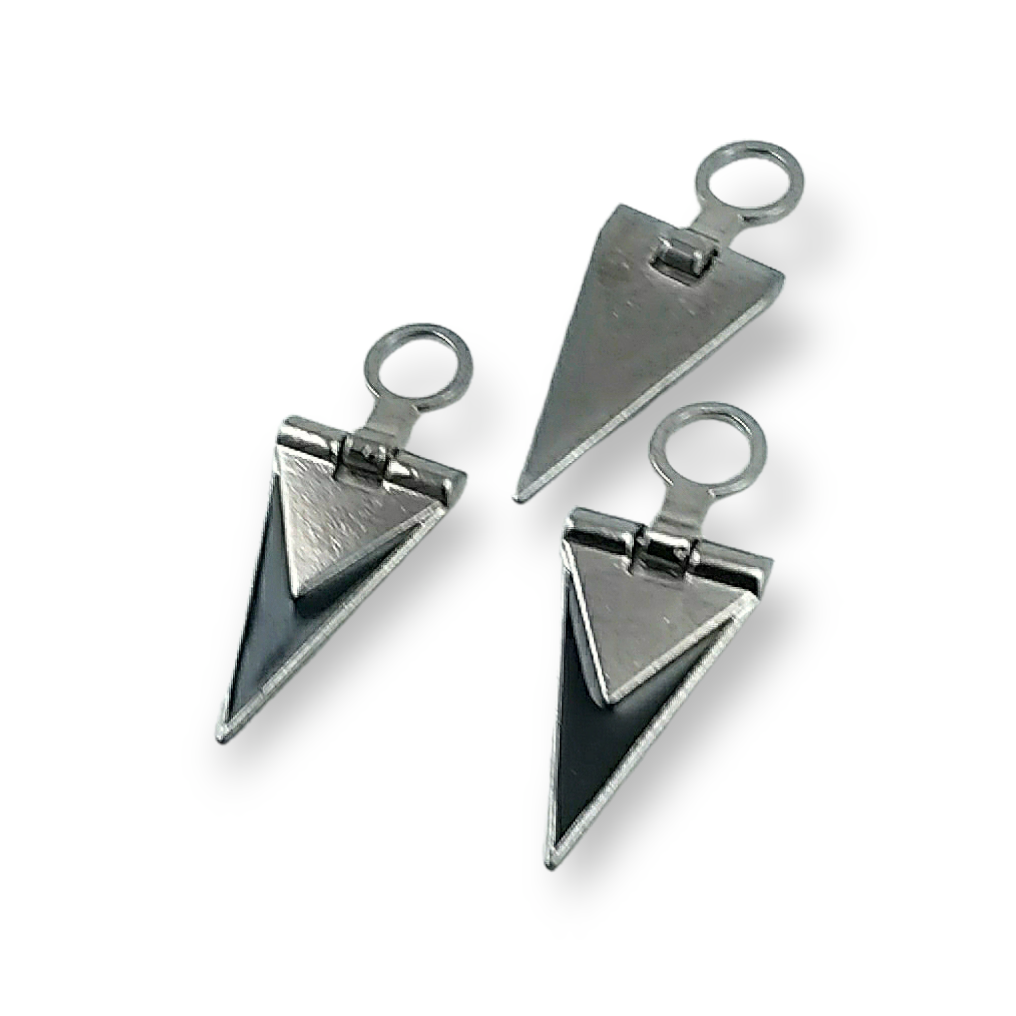Zipper Pull 4 cm With Black Epoxy Triangle Shape Zipper Pulls for Coats and Jackets E 1787