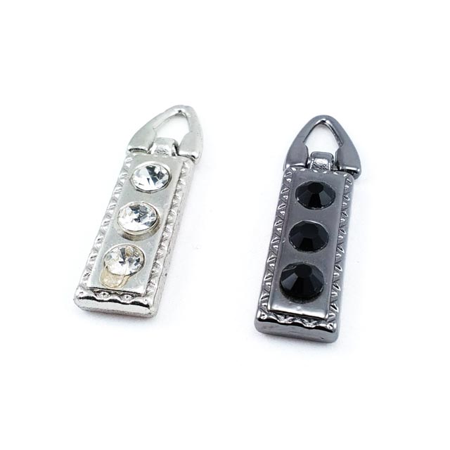 37 mm Mineli / Renkli Fermuar Elciği ön ve detay görünümü