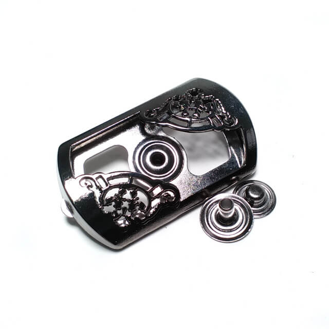 Metal Rectangular Frame Double Piece Snap Button Button 46 x 27 mm