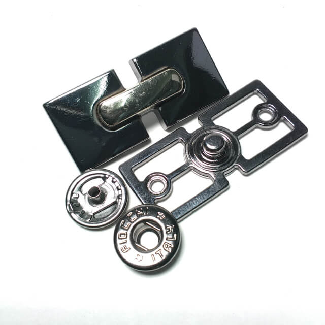 37 x 17 mm dikdörtgen zamak metal çıtçıt düğme