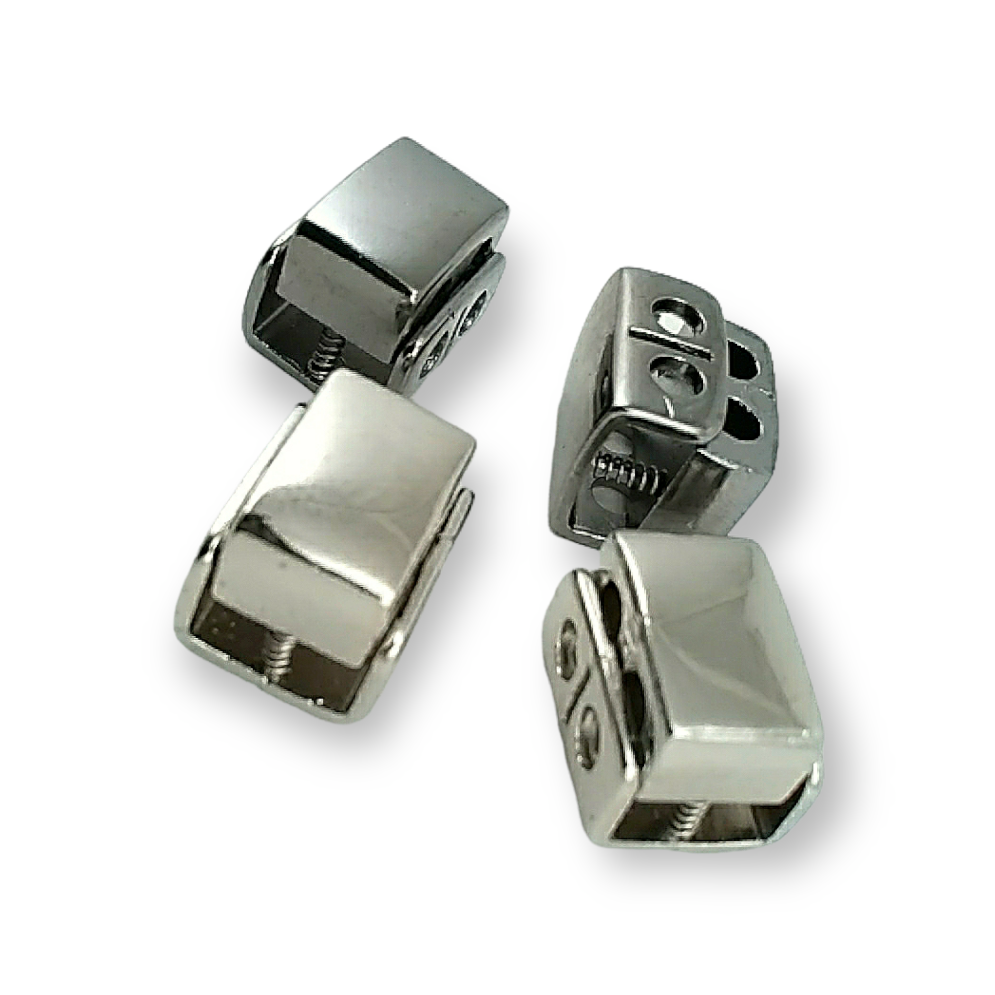 Çift delikli tek basma düğmeli zamak metal kordon kilidi 16 x 13 mm