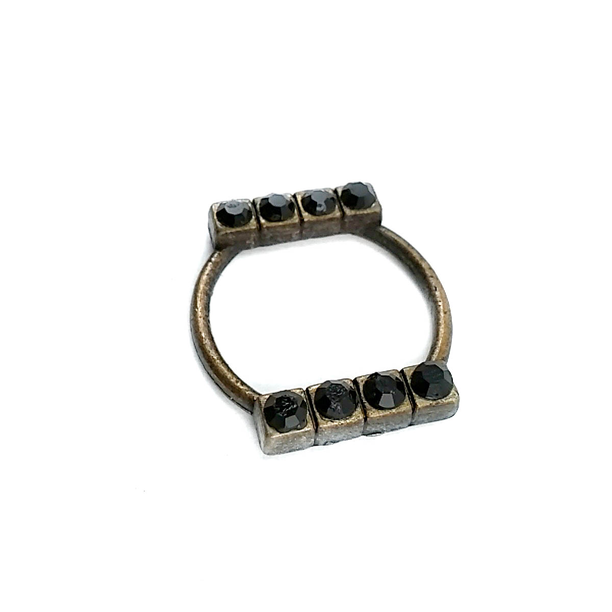 27 mm Rhinestone / Crystal Detail Ring / Metal Frame front and detail view