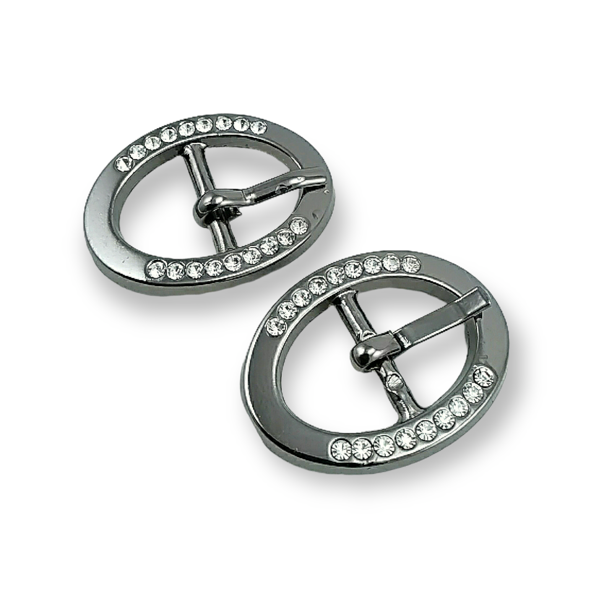 Belt Buckle 17 mm Rhinestones  Oval Belt Buckle E 06
