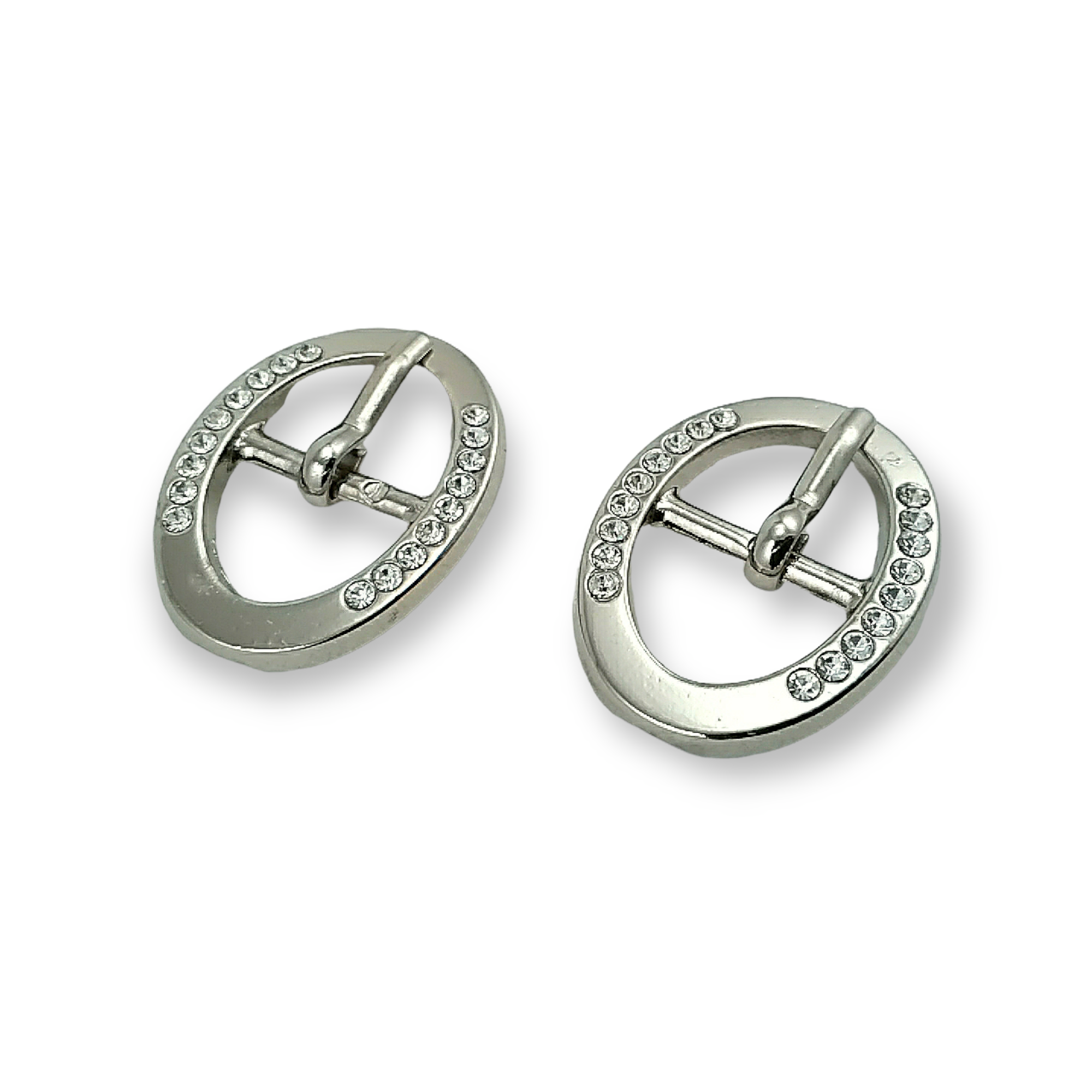 Belt Buckle 17 mm Rhinestones  Oval Belt Buckle E 06
